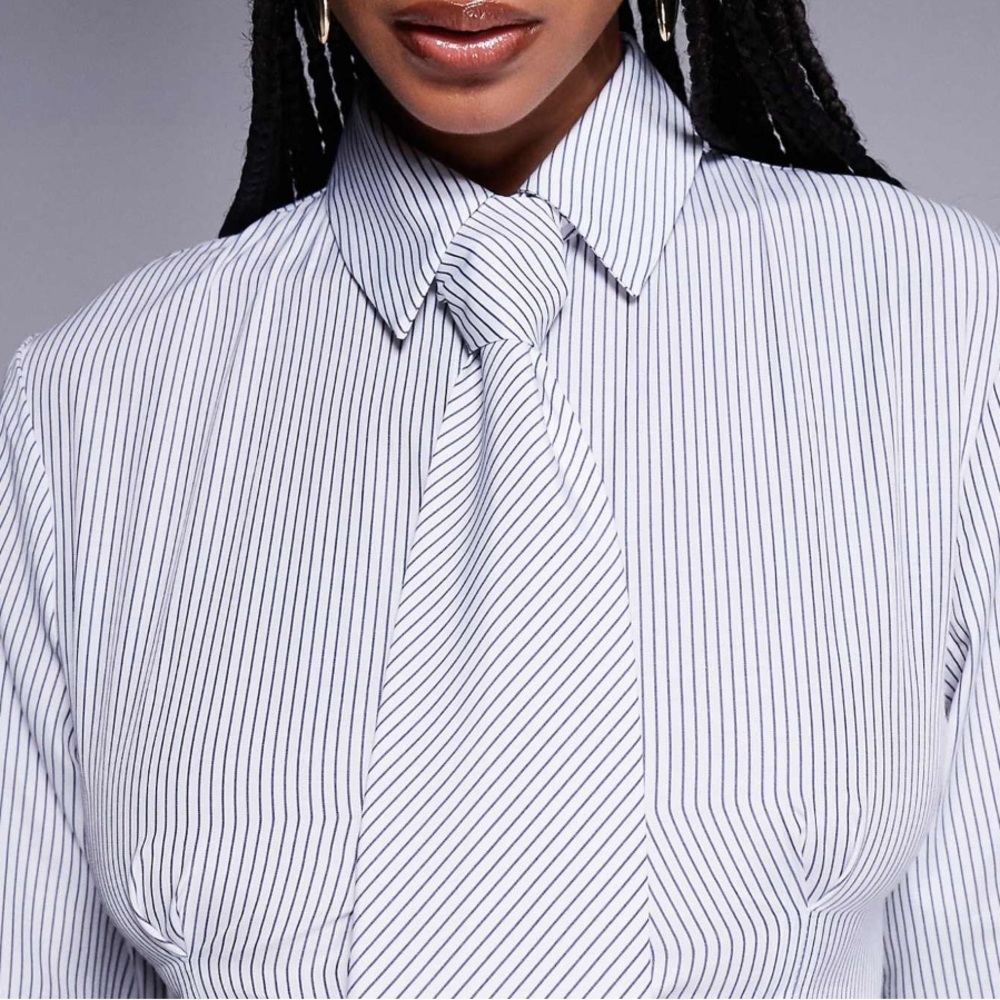 Striped Women's Top with Tie Detail